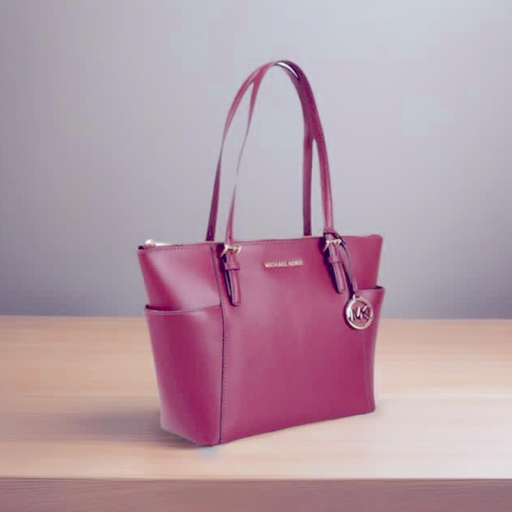 NWT MICHAEL KORS JET SET EAST WEST TZ TOTE LEATHER